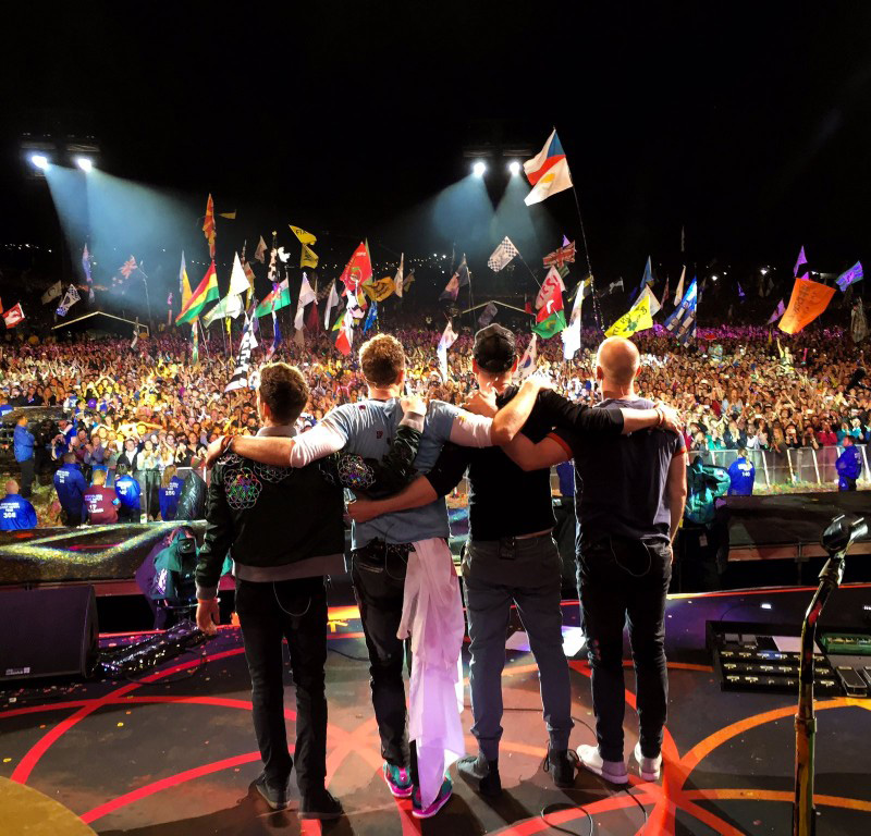 Coldplay performing at Glastonbury Festival in 2016
